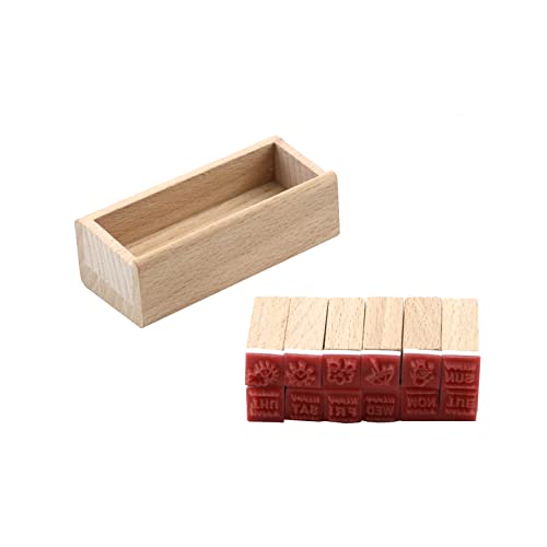 Crapyt 12 PCS Rubber Stamps for Crafting 0.39"×0.39"×1.22" Weather Stamps for Journals Wooden Stamps Rubber Stamps