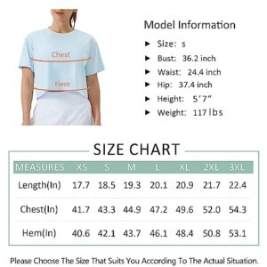 THE GYM PEOPLE Women's Workout Crop Top T-Shirt Short Sleeve Boxy Yoga Running Cropped Basic Tee Light Blue