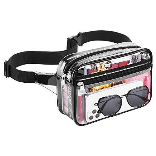 Clear Fanny Pack, Clear Fanny Pack Stadium Approved For Women Men, Waterproof Clear Waist Bag With Adjustable Strap, Clear Bag Stadium Approved Perfect For Sports, Events, Concerts, Music Festival