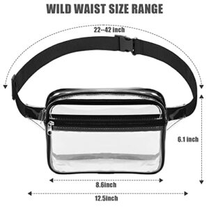 Clear Fanny Pack, Clear Fanny Pack Stadium Approved For Women Men, Waterproof Clear Waist Bag With Adjustable Strap, Clear Bag Stadium Approved Perfect For Sports, Events, Concerts, Music Festival