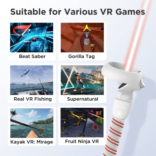 YOGES Handle Attachments Compatible with Oculus Quest 2 Controller Accessories, VR Gorilla Tag Long Arms Beat Saber Dual Extension Grips Compatible with Meta Quest 2 Supernatural More VR Games