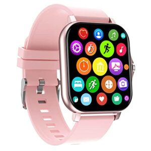 bzdzmqm smart watch can answer calls and text, 1.7in hd touch-screen smartwatch for ios android waterproof sport watch call/text (pink)