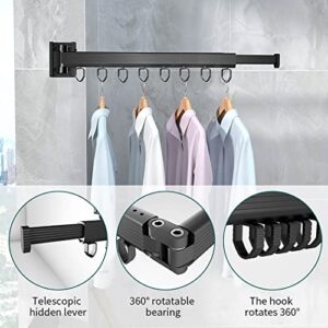 ABMKITCHEN Clothes Drying Rack, Laundry Drying Rack, Wall Mounted Clothes Drying Rack, Collapsible Clothes Hanging Rack, Retractable Clothing Rack 3-Pole, Clothes Rack for (Balcony,Patio,Wardrobe)