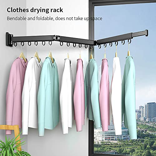 ABMKITCHEN Clothes Drying Rack, Laundry Drying Rack, Wall Mounted Clothes Drying Rack, Collapsible Clothes Hanging Rack, Retractable Clothing Rack 3-Pole, Clothes Rack for (Balcony,Patio,Wardrobe)