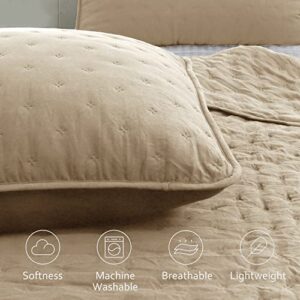 ROARINGWILD Oversized King Quilt Sets with Pillow Shams, Beige California Cal King Size Lightweight Soft Coverlet Bedspread, Tan Cream Thin Bedding Set Bed Cover, 3 Pieces, 118x106 inches