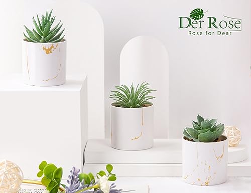 Der Rose 3 Packs Small Fake Plants Succulents Plants Artificial in Pots for Home Office Desk Decor for Women