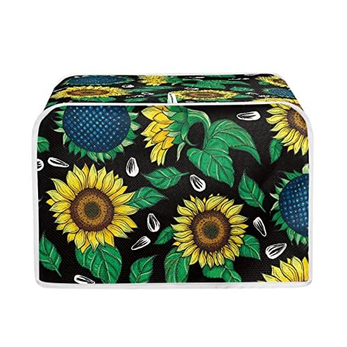 chaqlin Sunflower Print Toaster Cover 2 Slice Stain Resistant Bread Oven Cover Asethetic Toaster Dust Protection Accessories