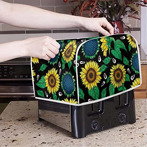 chaqlin Sunflower Print Toaster Cover 2 Slice Stain Resistant Bread Oven Cover Asethetic Toaster Dust Protection Accessories