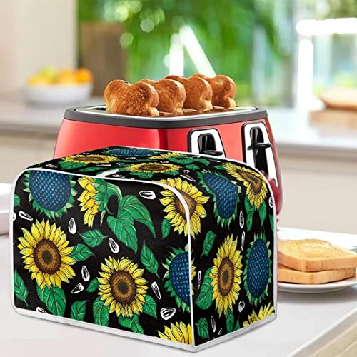 chaqlin Sunflower Print Toaster Cover 2 Slice Stain Resistant Bread Oven Cover Asethetic Toaster Dust Protection Accessories