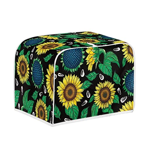 chaqlin Sunflower Print Toaster Cover 2 Slice Stain Resistant Bread Oven Cover Asethetic Toaster Dust Protection Accessories