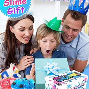 20 FL OZ Premade Slime, 2 Pack Big Slime Bucket with Jelly Cube, Glimmer Crunchy Slime Stretchy and Non-Sticky, Slime Kits Include 10 Sets Add-ins, Party Favors for Kids, Sensory Toy Stress Relief