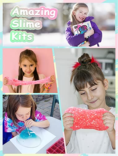 20 FL OZ Premade Slime, 2 Pack Big Slime Bucket with Jelly Cube, Glimmer Crunchy Slime Stretchy and Non-Sticky, Slime Kits Include 10 Sets Add-ins, Party Favors for Kids, Sensory Toy Stress Relief