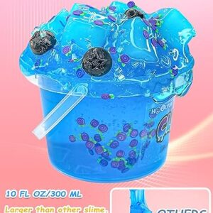 20 FL OZ Premade Slime, 2 Pack Big Slime Bucket with Jelly Cube, Glimmer Crunchy Slime Stretchy and Non-Sticky, Slime Kits Include 10 Sets Add-ins, Party Favors for Kids, Sensory Toy Stress Relief