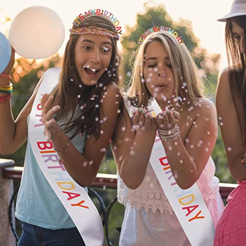 BAHABY Birthday Crowns for Women, IT'S MY BIRTHDAY Sash & Birthday Headband Set Princess Birthday Sash and Tiara Birthday Gifts for Women Girls Sweet Happy Birthday Accessories for Party - Multicolor