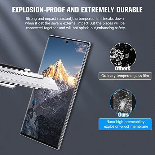 [2+2 Pack] Galaxy Note 10 Plus 5G Screen Protector, HD Clear 9H Tempered Glass Scratch Resistant, Fingerprint Unlock, 3D Curved, Bubble-Free for Samsung Galaxy Note 10 Plus Screen Camera Protector (6.8")