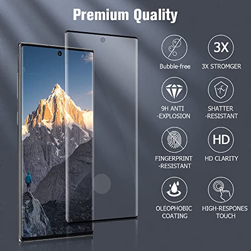 [2+2 Pack] Galaxy Note 10 Plus 5G Screen Protector, HD Clear 9H Tempered Glass Scratch Resistant, Fingerprint Unlock, 3D Curved, Bubble-Free for Samsung Galaxy Note 10 Plus Screen Camera Protector (6.8")