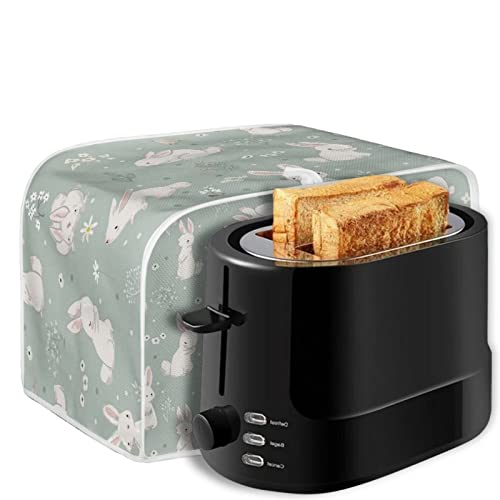 chaqlin 4 Slice Toaster Cover Decorative Bread Machine Accessories Green Rabbit Pattern Bread Oven Covers Dustproof