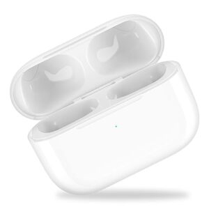 compatible for airpods pro charging case replacement, wireless charging case for airpod pro case, support for bluetooth sync button and ultra long standby(white)