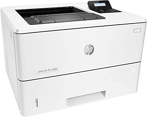 HP Laserjet Pro M501dn Monochrome Laserjet Printer, Automatic 2-Sided Printing, 2-line LCD Display, 650-Sheet, 45 ppm, Built-in Ethernet and USB, Auto-On/Auto-Off, Bundle with JAWFOAL Printer Cable