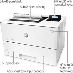 HP Laserjet Pro M501dn Monochrome Laserjet Printer, Automatic 2-Sided Printing, 2-line LCD Display, 650-Sheet, 45 ppm, Built-in Ethernet and USB, Auto-On/Auto-Off, Bundle with JAWFOAL Printer Cable