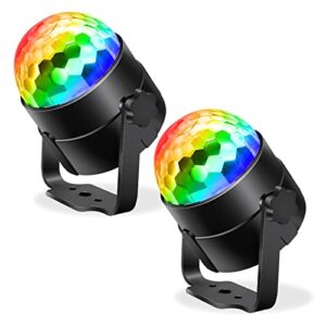 neonlg sound activated disco ball light for parties, plug in disco light with remote control, 2pcs colorful led strobe lights for parties room karaoke apartment club workout kids bedroom decorations
