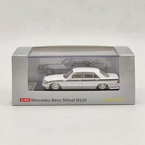 master high-end 1:64 for mercedes-benz s560sel w126 hellaflush diecast car models miniature vehicle hobby collection gifts (white)