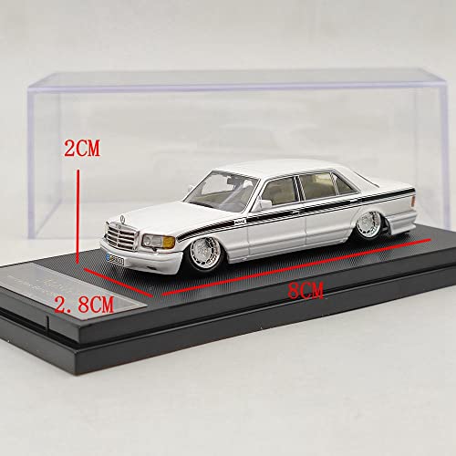 Master High-End 1:64 for Mercedes-Benz S560sel W126 HellaFlush Diecast Car Models Miniature Vehicle Hobby Collection Gifts (White)