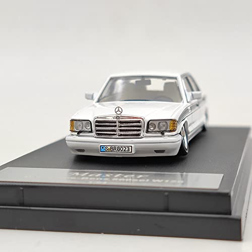 Master High-End 1:64 for Mercedes-Benz S560sel W126 HellaFlush Diecast Car Models Miniature Vehicle Hobby Collection Gifts (White)
