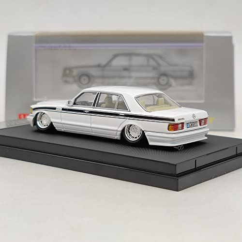 Master High-End 1:64 for Mercedes-Benz S560sel W126 HellaFlush Diecast Car Models Miniature Vehicle Hobby Collection Gifts (White)