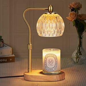 nvrgiup candle warmer, candle warmer lamp with timer & dimmer candle warmer height adjustable scented candles, candle warmer with 2 * 50w bulbs for home decor (gold)