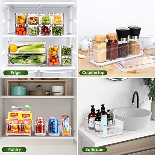 ZIJUND 14 Pack Fridge Organizer, Stackable Refrigerator Organizer Bins with Lids, BPA-Free Fridge Organizers and Storage Containers for Fruit, Vegetable, Food, Drinks, Cereals, Clear