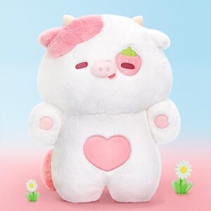mewaii strawberry cow plush toys, kawaii cow stuffed animals squishy doll, cute cow plushie pillow, home decor plush throw pillow gifts for kids (18 inches)