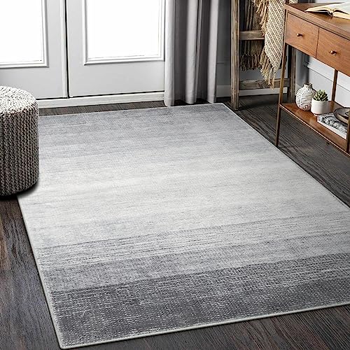 Wonnitar Modern Ombre 5x7 Grey Rugs for Living Room,Washable Large Bedroom Area Rug,Non-Slip Stain Resistant Dining Table Throw Mat,Non-Shedding Abstract Carpet for Entry Basement Dorm