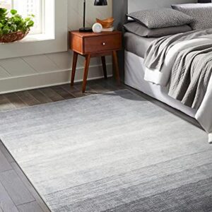 Wonnitar Modern Ombre 5x7 Grey Rugs for Living Room,Washable Large Bedroom Area Rug,Non-Slip Stain Resistant Dining Table Throw Mat,Non-Shedding Abstract Carpet for Entry Basement Dorm