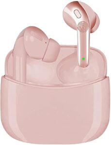 wireless earbuds,ipx5 waterproof bluetooth earbuds stereo earphone, bluetooth 5.0 in-ear earbuds with wireless bluetooth headphone 30h playtime, for iphone/android (pink)