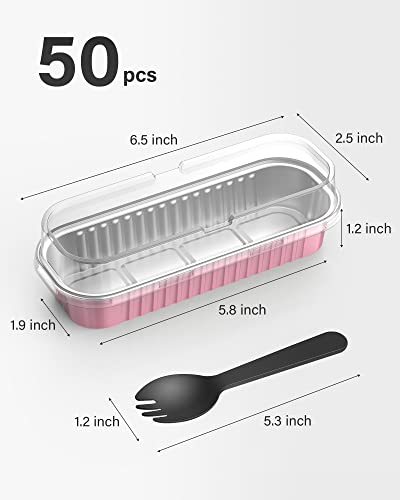 Kootek Mini Loaf Pans with Lids, 50 Pack Disposable Rectangle Mini Aluminum Foil Cake Pans Tins for Baking Mini Loaf Brownie Bread Cake Ramekins