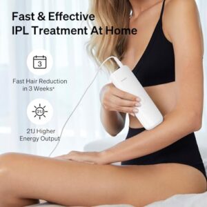 Ulike Laser Hair Removal for Women and Men, Air 3 IPL Hair Removal with Sapphire Ice-Cooling System for Nearly Painless & Long-Lasting Result, Flat-Head Window for Body & Face at-Home Use, White