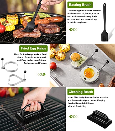 Griddle Accessories kit for Blackstone Flat top Grill and Camp Chef,16 Pieces Stainless Steel BBQ Barbecue Tools Set for Outdoor Backyard Grill Tools Gift for Men Women.