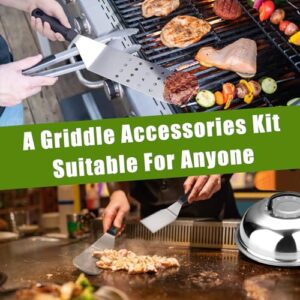 Griddle Accessories kit for Blackstone Flat top Grill and Camp Chef,16 Pieces Stainless Steel BBQ Barbecue Tools Set for Outdoor Backyard Grill Tools Gift for Men Women.