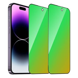 eliphelet 2 pack for iphone 14 pro max privacy screen protector tempered glass for iphone14 promax 6.7inch gradient green anti spy anti blue light full coverage easy installation bubble free