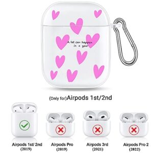 Case for Airpod Case 2nd Generation,Airpod Case 1st Generation,Pink Heart Cute Airpods Case,Kawaii Airpod Case Cute Cover with Keychain (Pink Heart 1st/2nd Case)