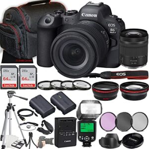 canon eos r6 mark ii mirrorless camera w/rf 24-105mm f/4-7.1 is stm lens + 2x 64gb memory + case + filters + ttl flash + more (35pc bundle)