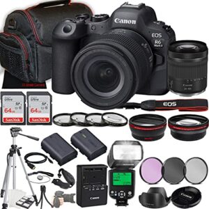 Canon EOS R6 Mark II Mirrorless Camera w/RF 24-105mm f/4-7.1 is STM Lens + 2X 64GB Memory + Case + Filters + TTL Flash + More (35pc Bundle)