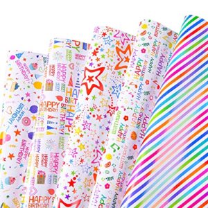sikiweiter birthday wrapping paper sheet - 10 sheets folded flat gift wrapping paper for boys girls men women - 19.7 x 27.6 inches per sheet