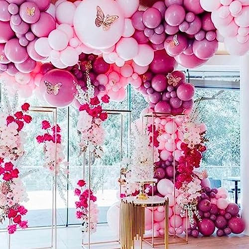 PartyWoo Magenta Balloons, 140 pcs Magenta and Metallic Magenta Balloons Different Sizes Pack of 18 Inch 12 Inch 10 Inch 5 Inch for Balloon Garland or Arch as Party Decorations, Pink-Y39 & Pink-G114