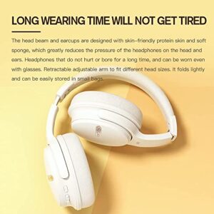 iKF K3-Wireless Bluetooth Headphones Call Noise Canceling Wired Headset Bass Stereo Sound 50 Hours Dual Device Connection for Smartphone Tablet Computer Games, Music（Pink）