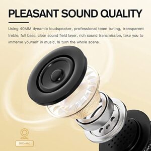 iKF K3-Wireless Bluetooth Headphones Call Noise Canceling Wired Headset Bass Stereo Sound 50 Hours Dual Device Connection for Smartphone Tablet Computer Games, Music（Pink）