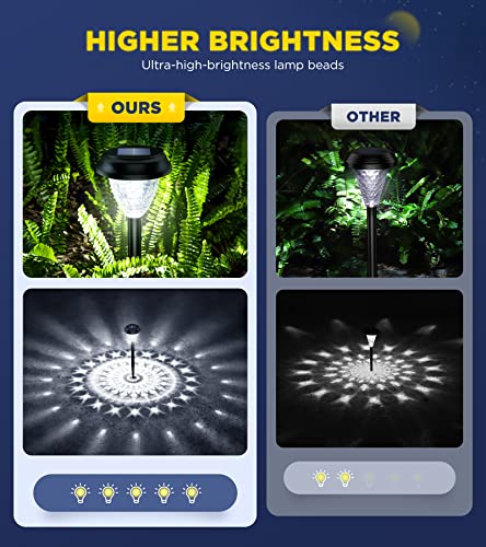 ornesign Ultra Bright Solar Outdoor Lights Decorative 10 Pack, 100% Faster Charge Solar Pathway Garden Lights Up to 12H Auto On/Off, Solar Lights Outdoor Waterproof for Walkway Yard Lawn