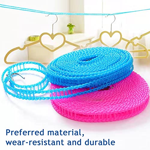 3 Pack Clothesline Adjustable Nylon Windproof Clothes Drying Rope, 5m/16.4ft Durable Camping Clothesline Portable Clothes Drying Line Indoor Outdoor Laundry Storage for Travel Home Use