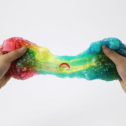 Rainbow Crunchy Slime with Coconut,Avocado Color Crunchy Slime Kit with Glimmer for Girls,Birthday Gifts School Party Favors Toy for Girls and Boys.